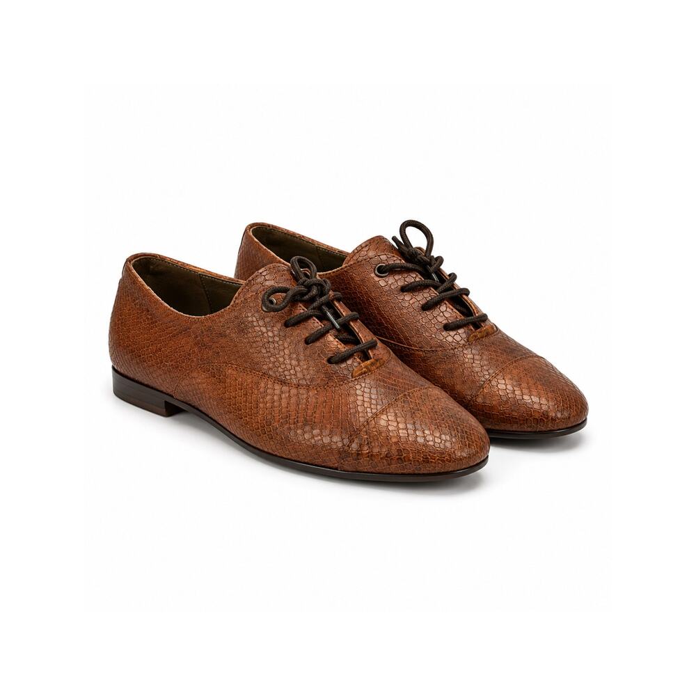 PAPANATAS Luggage Snake Leather Lace-Up Oxford Shoes Unisex